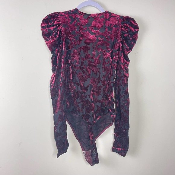 Free People Midnight Combo Magic Hour Velvet Burnout Bodysuit NWT Size XS - Picture 8 of 12
